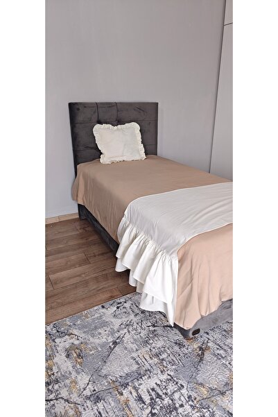 Homerz Yatak Runner & Tek Kişilik Fırfırlı Ekru 60 X 170 1 Adet Yastık 45 X 45