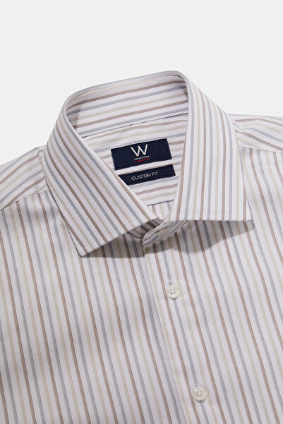 W Collection BEYAZ UZUN KOLLU ÇİZGİLİ GÖMLEK