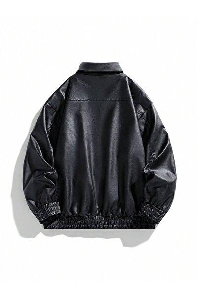 çerme 90's Vintage - Palton supradimensionat din piele neagră