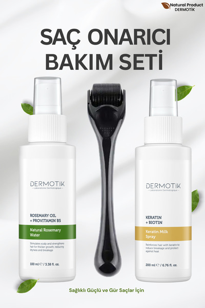 Dermotik Saç Onarımına Yardımcı Biberiye Suyu & Keratin Sütü Dökülme Karşıtı Saç Güçlendirici Saç Bakım Seti