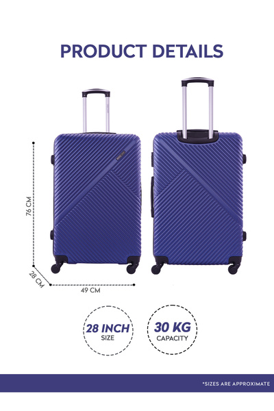 PARAJOHN Aura Medium ABS Checked-In Hardside Luggage – Lightweight 20kg, 4-Wheel Spinner, 24 Inch, Navy Blue
