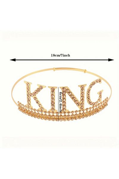 Store ? Gold Color Stone Birthday Crown with "King" Written and Blue Belt with "Birthday King" Written – Male Birth