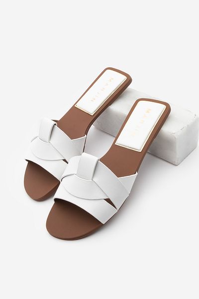 Marjin Women's Banded Daily Slippers Siyso White