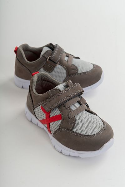 mnpc Unisex Kids Gray Leather Orthopedic Supported Sports Shoes