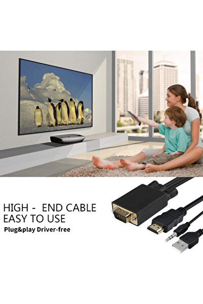 HOPE R VGA male to HDMI male converter cable with audio and USB, 1.8m, black