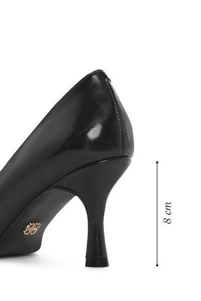 Derimod Women's Black Thin Heeled Patent Leather Genuine Leather Heeled Shoes Stiletto 25Sfd162116