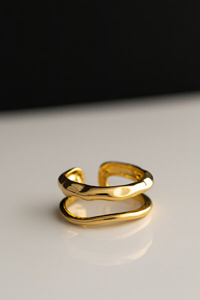 The Collection Set of 2 Modern Wave and Heart Open Form Ring Vip Ring