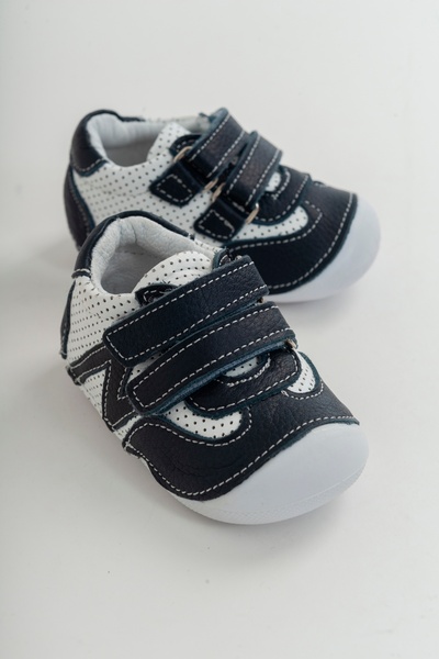 mnpc Unisex Children's Navy Blue Leather First Step Shoes with Orthopedic Support