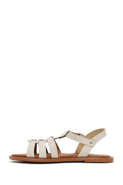 Derimod Women's Cream Genuine Leather Bodrum Sandals 25Sfd332018