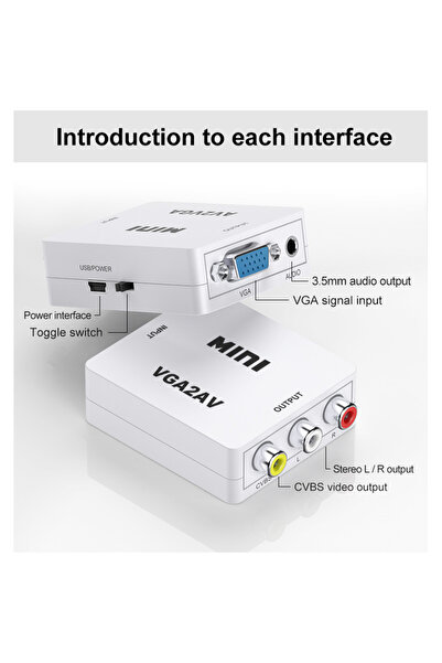 HOPE R Mini convertor VGA la AV(RCA), 1080p, video si audio stereo, HOPE R