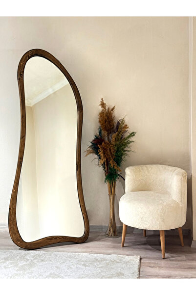 Ersan Dizayn Modern Ahşap Çerçeve Asimetrik Ayaklı Boy Aynası - Eros