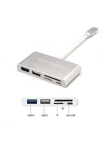 HOPE R Hub 5 in 1 USB 3.1 Type-C la USB 3.0, 1 x USB 2.0, 1 x micro USB, 1 x SD card, 1 x TF, HOPE R