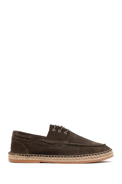 Derimod Men's Khaki Suede Leather Espadrille 25Sfd 616210