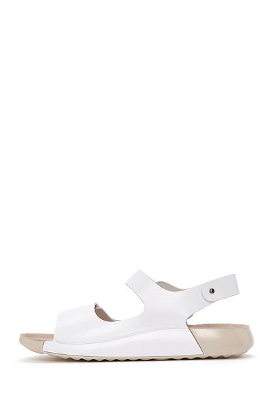 Derimod Women's White Ankle Strap Genuine Leather Comfort Sandals 25Sfd500318