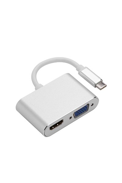 HOPE R 2 in 1 USB 3.1 type C hub to HDMI 4K, VGA for Samsung, Mackbook, silver
