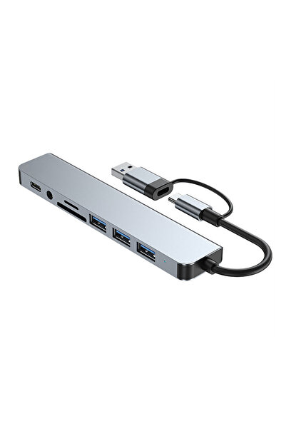 HOPE R Hub USB-C 8-in-1 HOPE R® multiport: 2x USB3.0 tip A, 2x USB2.0 tip A, 1x USB3.0 tip C, card reader