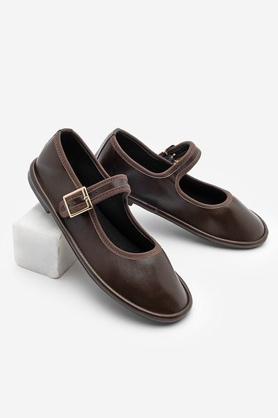 Marjin Women's Strappy Ballerina Lunari Brown