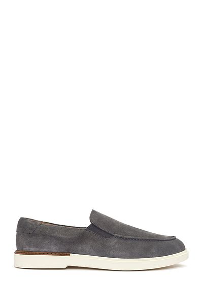 Derimod Men's Gray Suede Genuine Leather Casual Penny Loafer Shoes Casual Daily Shoes 25Sfd612210
