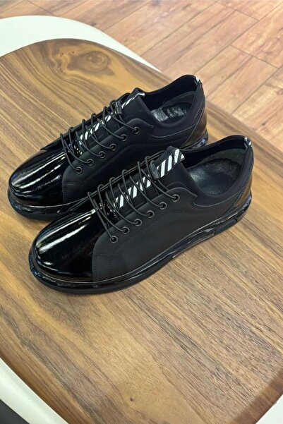 Paulo LUÍZ 1053 SNEAKER BĂRBAȚI DIN PIELE GENUINĂ, PIELE LACUITĂ NEGRĂ LA NEGRU