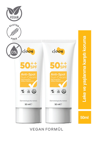 clooe 2 Spf 50 Sunscreen to Use Frequently - Anti-Blemish, Vegan, Gluten-Free - 50ml