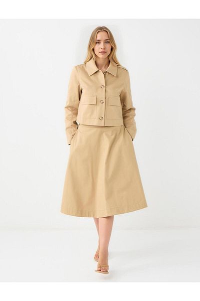 Jimmy Key Camel Hair Straight Cut Shirt Collar Long Sleeve Gabardine Jacket
