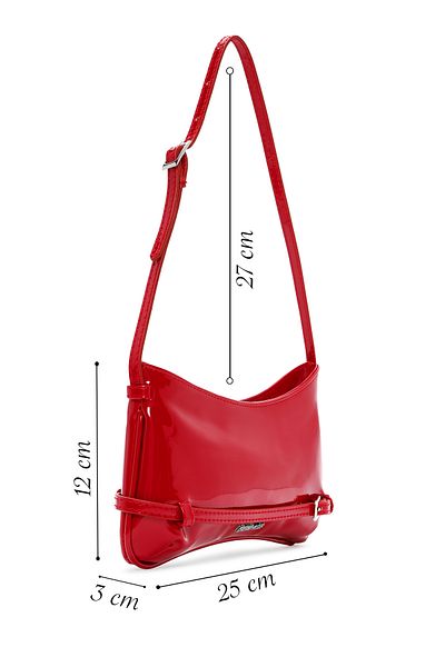 Derimod Women's Red Patent Leather Shoulder Bag 25Sbd 200116