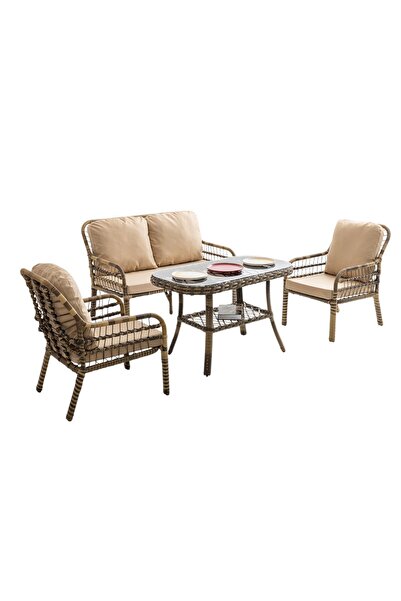 Gardenya Bahçe Capri Swing Pisa Ikili Rattan Bahçe Balkon Ve Teras Mobilya Ta...
