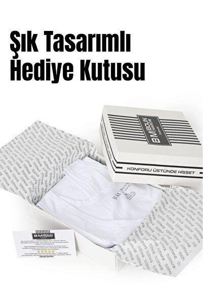 BOUN MARCHE Men's Undershirt Premium 3-Piece Box Combed Cotton Single Jersey 100% Cotton