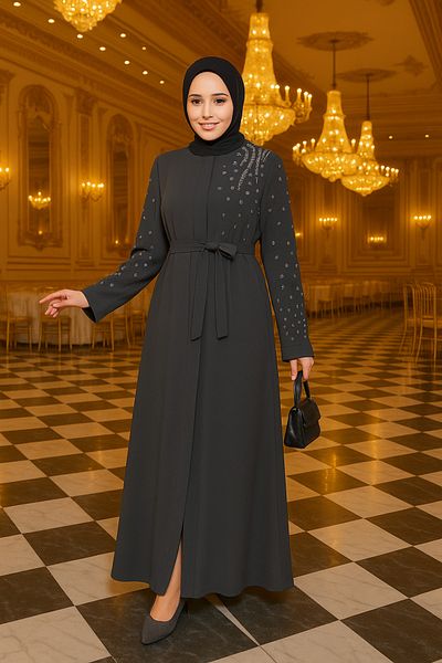 N.S NEVA STYLE Beaded Smoked Hijab Ferace 29101Fu