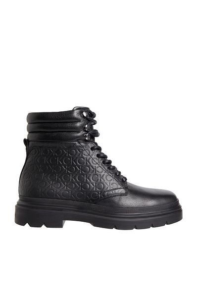 Calvin Klein Men's Calvin Klein Brand Pattern Logo Lace-Up Stylish Looking Men's Boots Black Boots & Boots