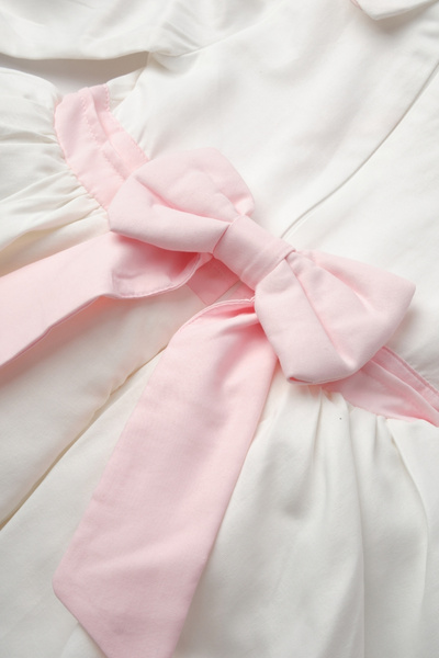 Le Mabelle White Long Sleeve Flower Embroidered Girl's Dress - Rina