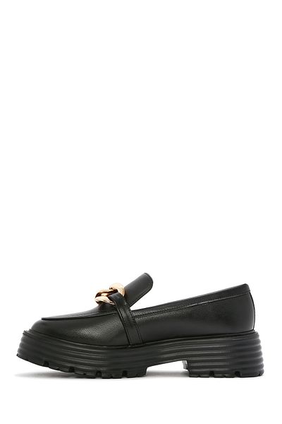 Derimod Women's Black Thick Soled Masculine Penny Loafer Shoes Casual Shoes Daily Shoes 25Sfe400318