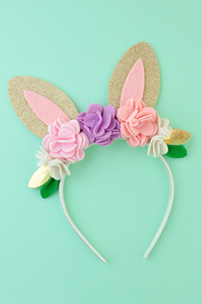 Le Mabelle Pudra Keçe Çiçekli Tavşan Kulak Kız Çocuk Taç