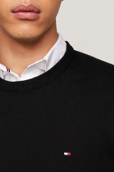 Tommy Hilfiger Men's Brand Logo Cotton Black Sweater Suitable for Daily Use Mw0mw28046-bds