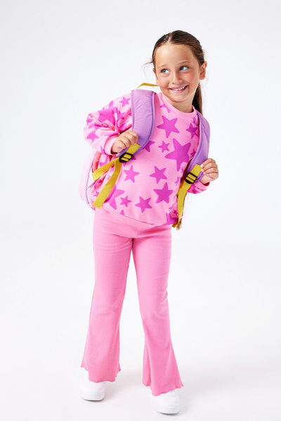 Le Mabelle Pink Star Patterned Girl's Tracksuit Set - Gemma