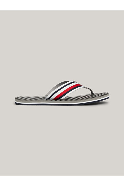 Tommy Hilfiger Erkek Marka Logolu Polyster Üst Kısımlı Eva Kauçuk Dış Tabanlı İmza Bantlı Parmak Ara
