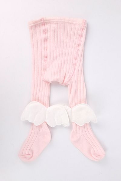 Le Mabelle Pink Wing Ribbed Girl's Pantyhose