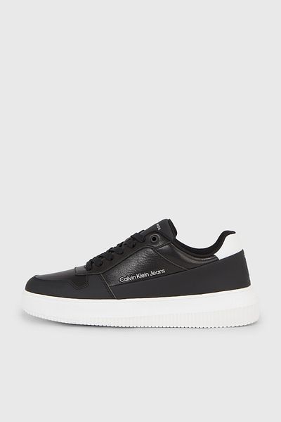 Calvin Klein Men's Black Sneakers with Brand Logo Suitable for Daily Use Ym0ym00873-0Gm