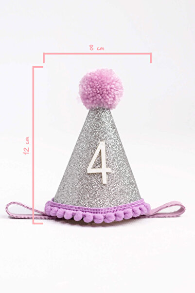 Le Mabelle Lilac 4 Year Old Pompom Funnel Birthday Crown