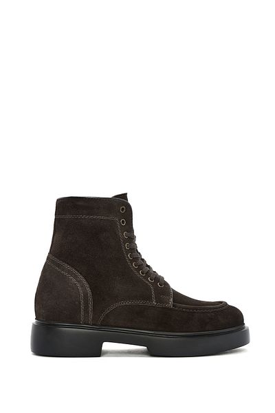 Derimod Men's Brown Zippered Suede Leather Boots 24Wfd 701410