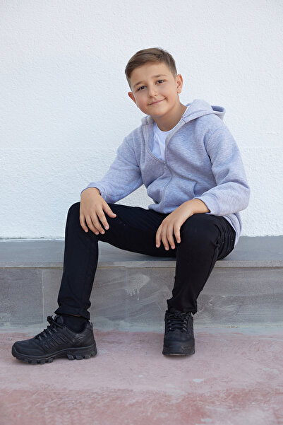 Fulla Moda Kapüşonlu Fermuarlı Unisex Çocuk Sweatshirt