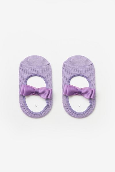 Le Mabelle Girl's Lilac Bow Ballerina Socks