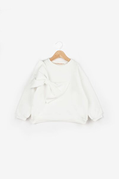 Le Mabelle Ekru  Önü Fiyonklu Kız Çocuk Sweatshirt - Sophie