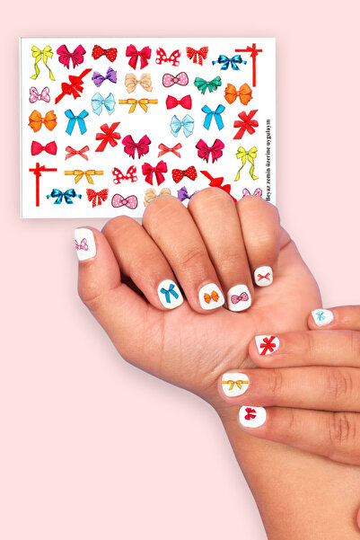 Le Mabelle Çok Renkli Fiyonk Kız Çocuk Tırnak Sticker