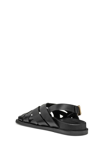 Geox Women's Black D Adelash a - Smo.Lea Genuine Leather Sandals D55Ywa00043C9999