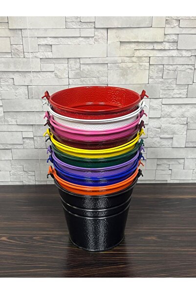 ÖZHEMMEKLER 5 Adet Saplı Mini Sarı Renk Kova (18x13x15)