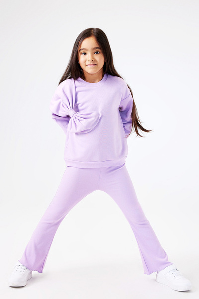 Le Mabelle Danita - Lilac Girl's Tracksuit Set and Bow Detail