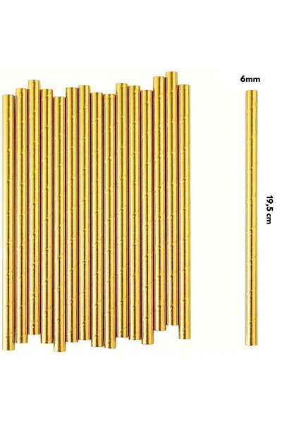 Le Mabelle Gold 24-Piece Shiny Paper Straws Party Ornament