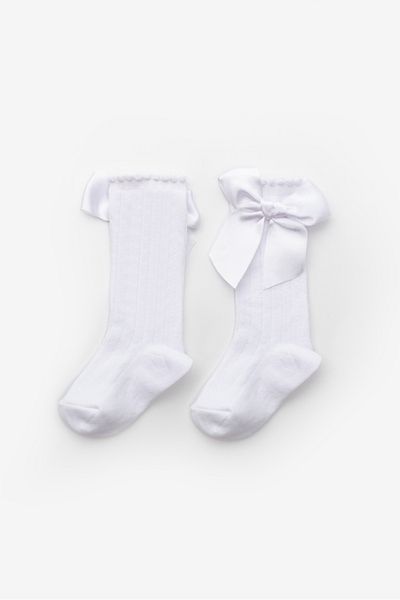 Le Mabelle Girl's Socks with White Ribbon
