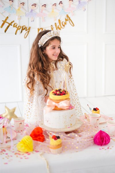 Le Mabelle Σετ Ecru Κοριτσιού Αστεριών Πελινά και Ράβδος με Στέμμα